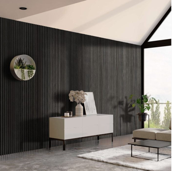 Riflaj decorativ din lemn Akupanel Black Ash 