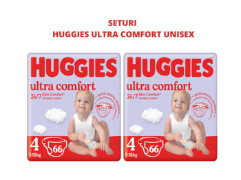 cumpără 1 Set 2 pachete scutece Huggies Ultra Comfort Mega 4, Unisex  (7-18 kg), 66 buc în Chișinău 