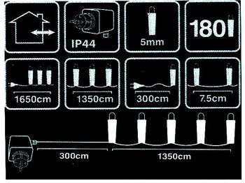 Luminite de Craciun "Fir" 180LED alb-cald, 13.5m, in/out 