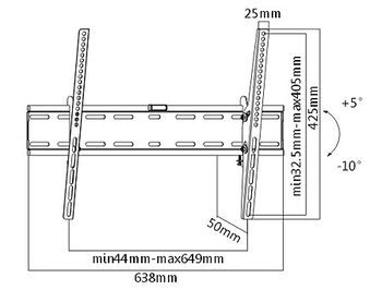 Flat Panel Wall Support Brateck LP41-46T for TV screen size 37" - 70", Tilt from +5° to -10°, VESA 200x200, 400x200, 300x300, 400x400, 600x400, 50Kg, Bubble Level (suport de perete pentru TV/крепление подвес настенный кронштейн для телевизора)