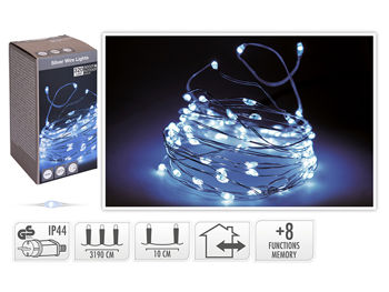 Luminite de Craciun "Fir" 320microLED alb rece, 31.9m, 8 regimuri, cronometru, in/out 