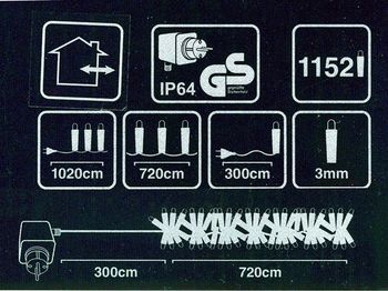 Огни новогодние "Густые" 1152LED тепл-белый, 7.2m, in/out 