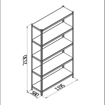 купить Стеллаж металлический Moduline 1195Wx580Dx2130H мм, 5 полок/0164PE антрацит в Кишинёве 