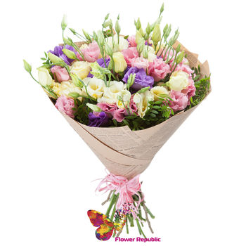 Buchet simpatic de eustoma 35 buc mix 