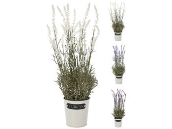 Floare artificiala "Lavanda" 46cm, ghiveci metal 