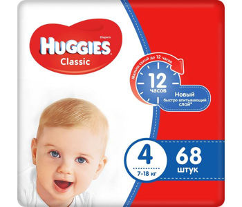 Подгузники Huggies Classic Mega 4 (7-18 кг), 68 шт. 