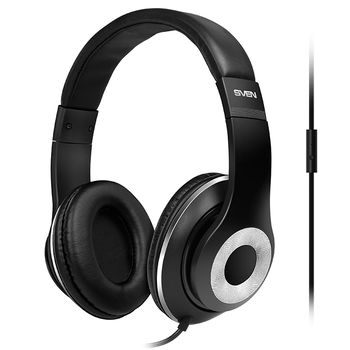 Headset SVEN AP-930M with Microphone on cable, 3,5mm jack (4 pin), black-silver 