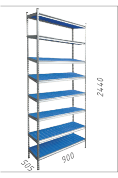 купить Стеллаж металлический с пластиковой плитой Moduline 900x505x2440 мм, 8 полок/PLB в Кишинёве 