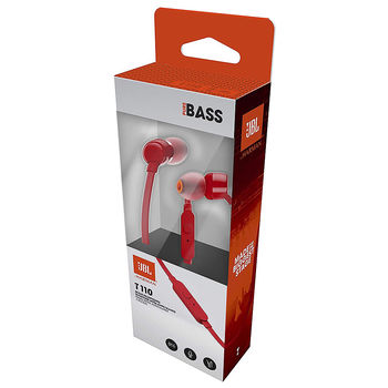 JBL T110 Red In-Ear Headphones, 20Hz–20kHz, Microphone, Remote, Cable, JBLT110RED (casti cu microfon cu fir JBL / проводные наушники с микрофоном JBL)