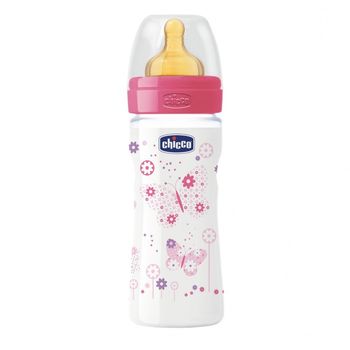 cumpără Chicco Biberon plastic Well Being,tetină latex,flux mediu,0% BPA,2+, 250ml,(206223) în Chișinău 