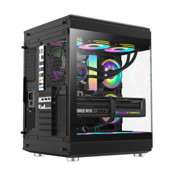 Case ATX GAMEMAX HYPE , w/o PSU, 3x120mm ARGB fans,ARGB HUB, TG, Dust Filter, Type-C, USB 3.0, Black 