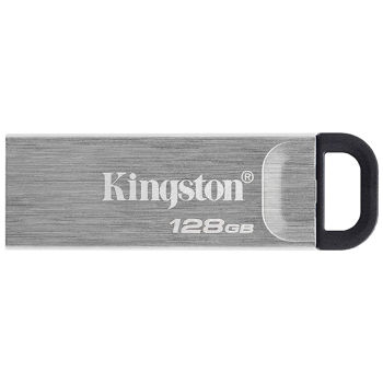 128GB Flash Drive Kingston DTKN/128GB DataTraveler Kyson Silver, Metal casing, USB3.2,  Compact and lightweight (Read 200 MByte/s) (memorie portabila Flash USB/внешний накопитель флеш память USB)