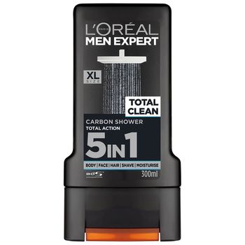 L’Oreal Men Expert Total Clean Carbon gel de dus corp, fata, par si gel pentru barbierit, 300ml 