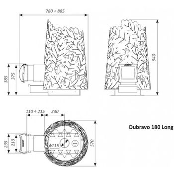 Банная печь Dubravo 180 Long 