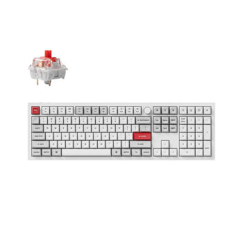 Tastatura Keychron Q6 Pro QMK/VIA Wireless Custom Full-Metal Mechanical Keyboard (Q6P-P1) Shell White, Full Size layout, Knob, RGB Backlight, Keychron K pro Mechanical Red Switch, Hot-Swap, Bluetooth, USB Type-C, gamer (tastatura/клавиатура)