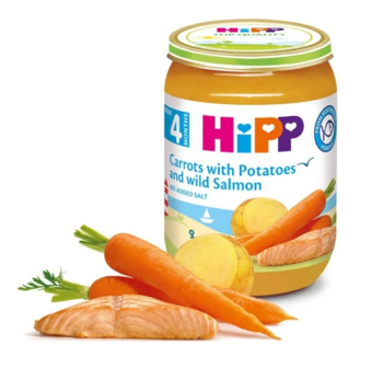 HIPP Meniu cu peste, Morcovi si cartofi cu Somon Salbatic, 4 luni, 190 g 