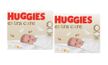 SET 2 BUC. x Huggies Extra Care Mega  1  (2-5 kg), 84 buc. 