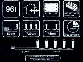 Luminite de Craciun "Fir" 96LED alb-cald, 3XAA, 8reg, 7.2m timer 6in/18off 