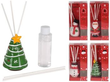 Aromatizator Christmas 50ml + 6 baghete de lemn, ceramic, 4 modele 