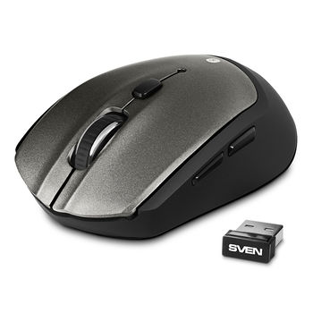 Wireless Mouse SVEN RX-585SW Silent, Optical, 1000-1600 dpi, 6 buttons, Ambidextrous,BT+2.4Ghz, Grey 