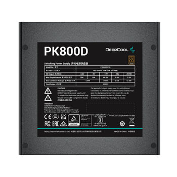Power Supply ATX 800W Deepcool PK800D, 80+ Bronze, 	Active PFC, DC to DC, Flat cable design, 120mm 