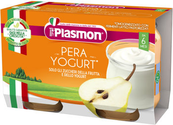 Пюре PLASMON груша с йогуртом (6 мес), 2x120 г 