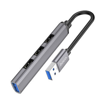Adapter Hoco HB26 4 in 1 adapter (USB to USB3.0+USB2.0*3), metal gray 765468