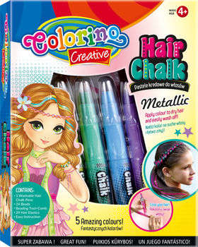 Мелки для волос 5 шт. + аксессуары Metallic Colorino 