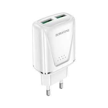 Borofone BA54A Wide road dual port QC3.0 charger (EU) white