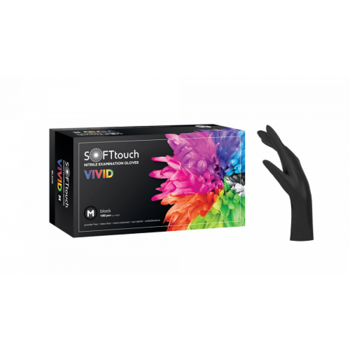 ПЕРЧАТКИ NITRILE SOFT TOUCH VIVID, размер M, ЧЕРНЫЕ, 100шт, BM 