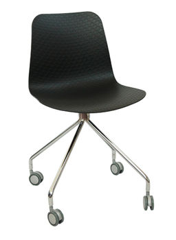 купить Пластиковый стул, хромированные ножки c  колесами 480x470x810 мм, черный в Кишинёве 
