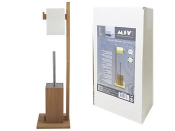 Щетка WC с подставкой и держатель для бумаги MSV, бамбук 