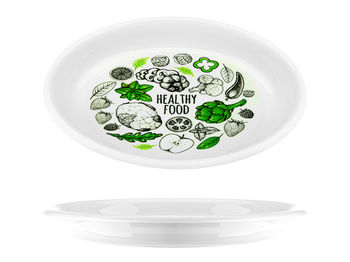 Тарелка Phibo Picnic 18.5cm, "Healthy food", белая, пластик 