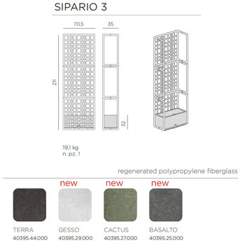 Sistem modular de separatoare Nardi SIPARIO 3 GESSO 40395.29.000 (Separatoare modulare cu ghiveci cu sistem de autoudare pentru grădină / terasă / bar)