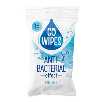 GoWipes Şerveţele umede cu efect antibacterian, cu D-pantenol, 15 buc. 