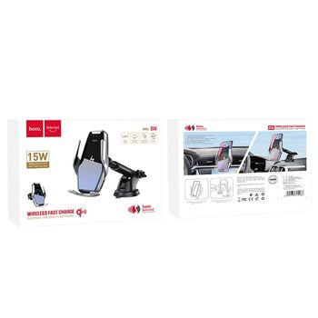 Hoco S14 Surpass (Wireless Charger 15W) [Silver] Suport auto cu încărcător wireless 