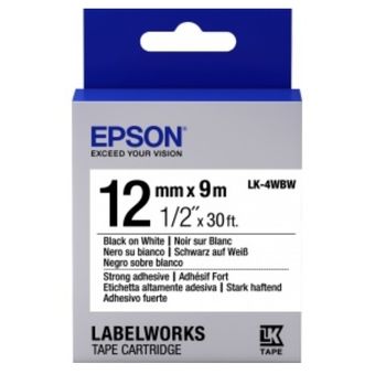 Tape Cartridge EPSON LK4WBW; 12mm/9m Strong Adhesive, Black/White, C53S654016 