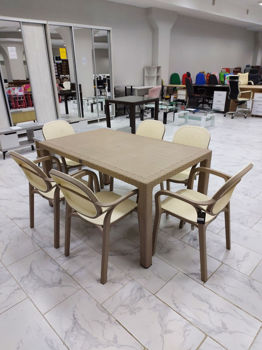 Set masa CT 065 BEGONYA RATTAN cappucino + 6 scaune CT 024 Yonca Rattan 