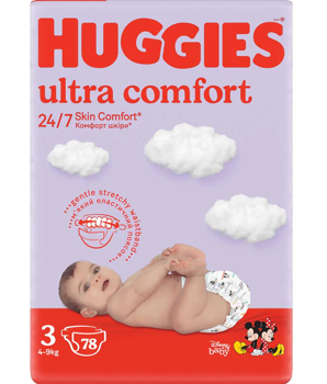Scutece unisex Huggies Ultra Comfort Mega 3 (4-9 kg), 78 buc 