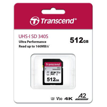 512GB SDXC Card (Class 10)  UHS-I, U3, Transcend 340S  "TS512GSDC340S" (R/W:160/90MB/s) 