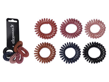Set elastice pentru par Eleganza "Spirala" 6buc 3.3cm, plastic 