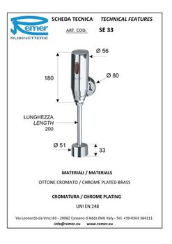 купить Кран для писсуара сенсорный 1/2" (max. 3 bar) SE33  REMER в Кишинёве 