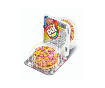 Biscuit cu bezea, acoperit cu granule colorate, Eti Puf Rainbow, 18 gr. 