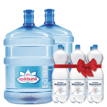 Set  Apa Buna 19l +Izvorul Minunilor 2l carbogazata 