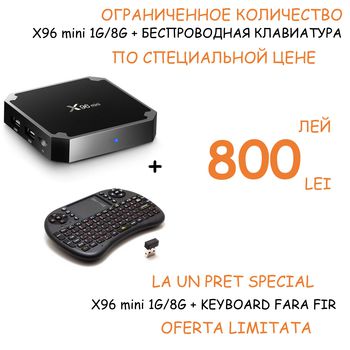 купить X96 mini. 1 Гб / 8 Гб + Беспроводная клавиатура /Многофункциональная Смарт ТВ приставка/ в Кишинёве 