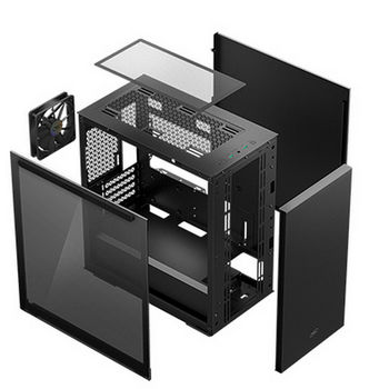 Case mATX Deepcool MACUBE 110, w/o PSU, 1x120mm,Tempered Glass,Magnetic Side Panels, 2xUSB3.0, Black 