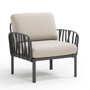 Кресло с подушками c водоотталкивающей тканью для сада и терас Nardi KOMODO POLTRONA ANTRACITE-TECH panama 40371.02.131