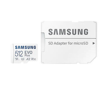 512GB MicroSD (Class 10) UHS-I (U3) +SD adapter, Samsung EVO Plus "MB-MC512KA" (R:130MB/s) 