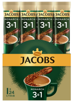 Кофейный напиток Jacobs Monarch+ 3в1, 24 шт 