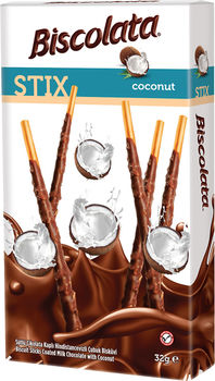 Betisoare cu ciocolata si cocos "Biscolata Stix Coconut" 32g 